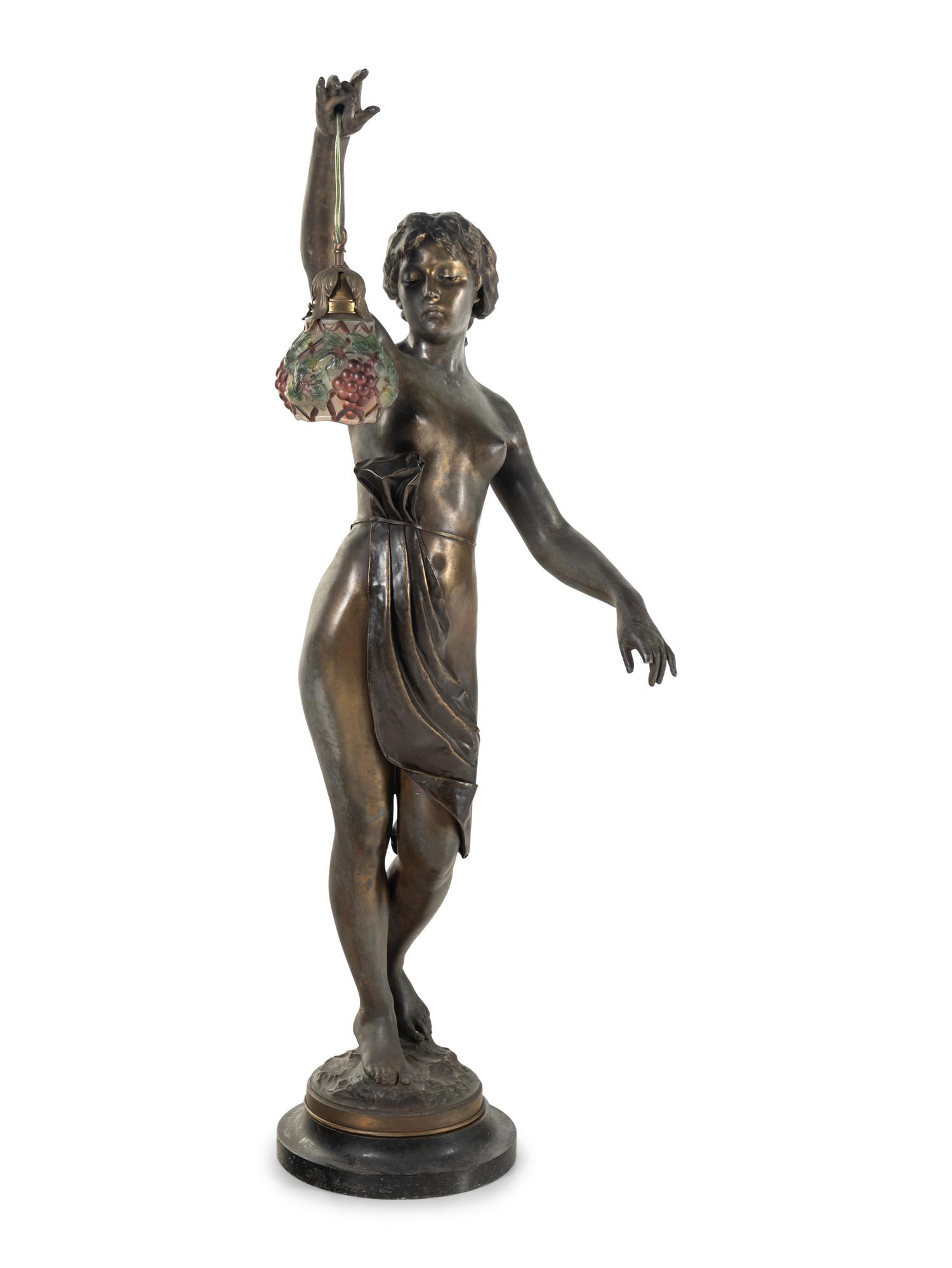 A Large Continental Cast Metal Figural Lamp