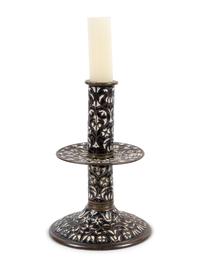 A Pair of Cast Brass 'Surrey Enamel' Candlesticks
