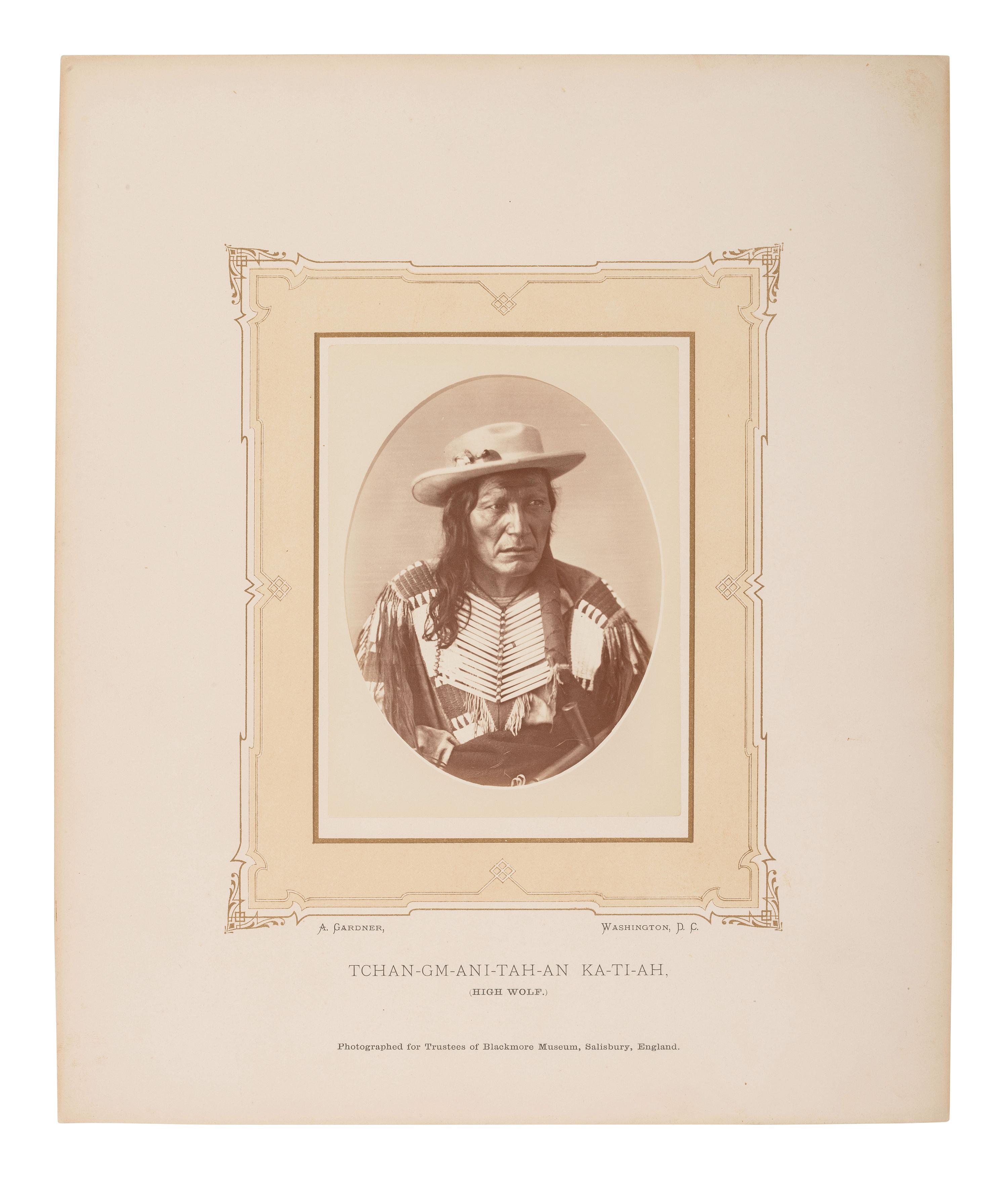 GARDNER, Alexander (1821-1882), photographer. Albumen photograph of High Wolf, Tchan-Gm-Ani-Tah-An Ka-Ti-Ah. Washington, DC.