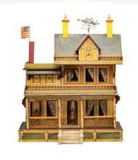 A Large R. Bliss Manufacturing Dollhouse with Angel Gabriel Weathervane