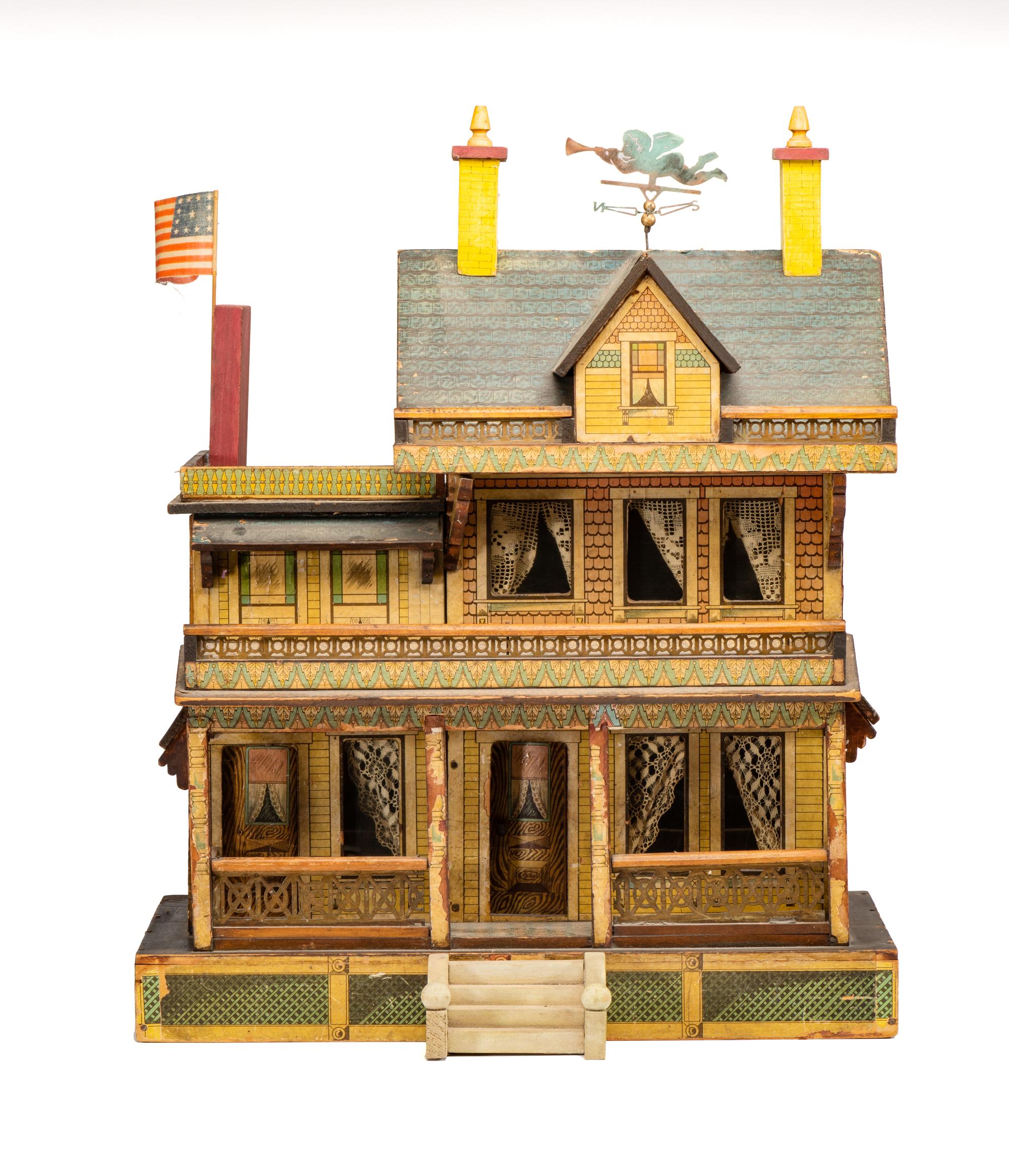 A Large R. Bliss Manufacturing Dollhouse with Angel Gabriel Weathervane