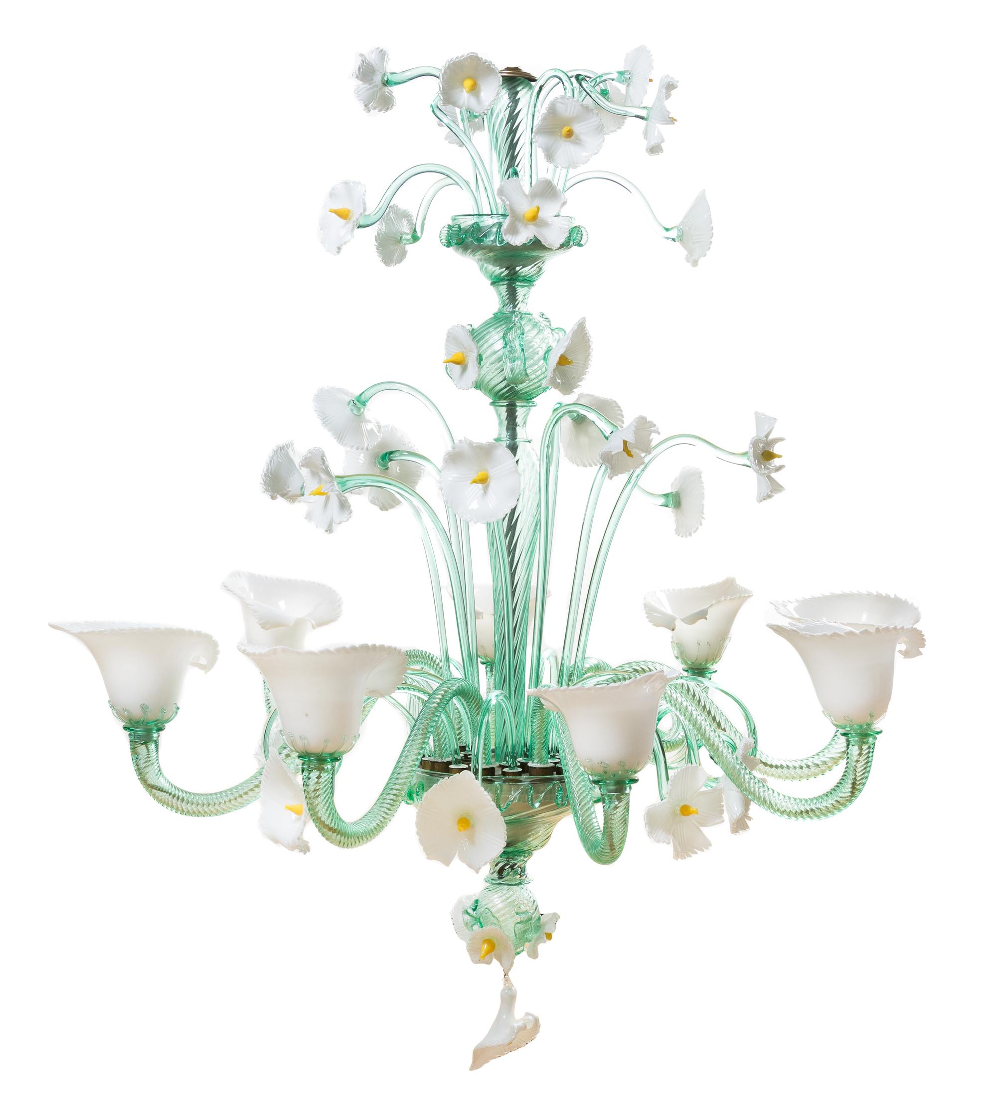 A Venetian Glass Chandelier Height approximately 42 inches. — 19TH CENTURY