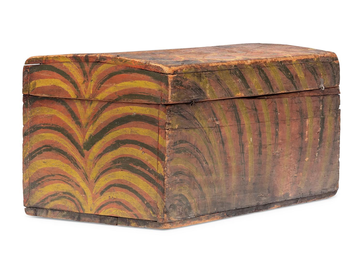 A Country Painted Pine Domed Top Blanket Box, 19th Century