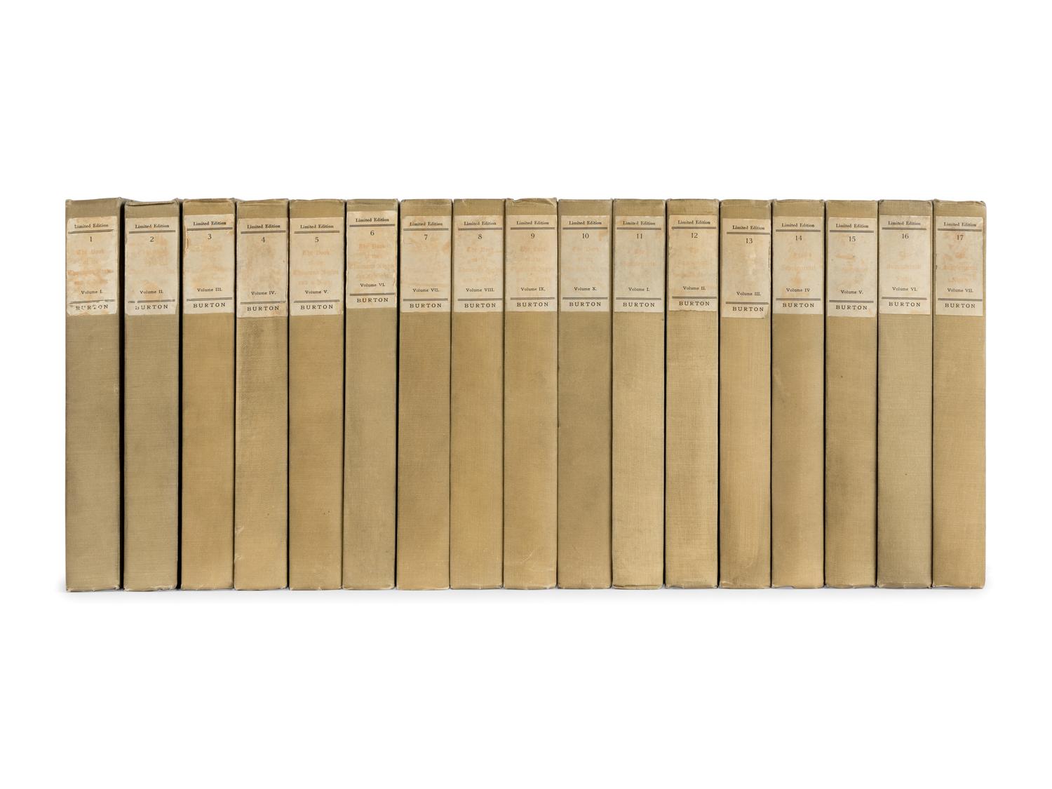 BURTON, Richard Francis, Sir (1821-1890), translator. A group of 5 works of Arabian Nights or The Book of the Thousand Nights and a Night , comprising: