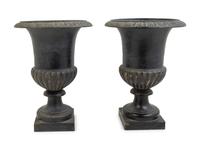 A Pair of Victorian Style Cast Metal Urns