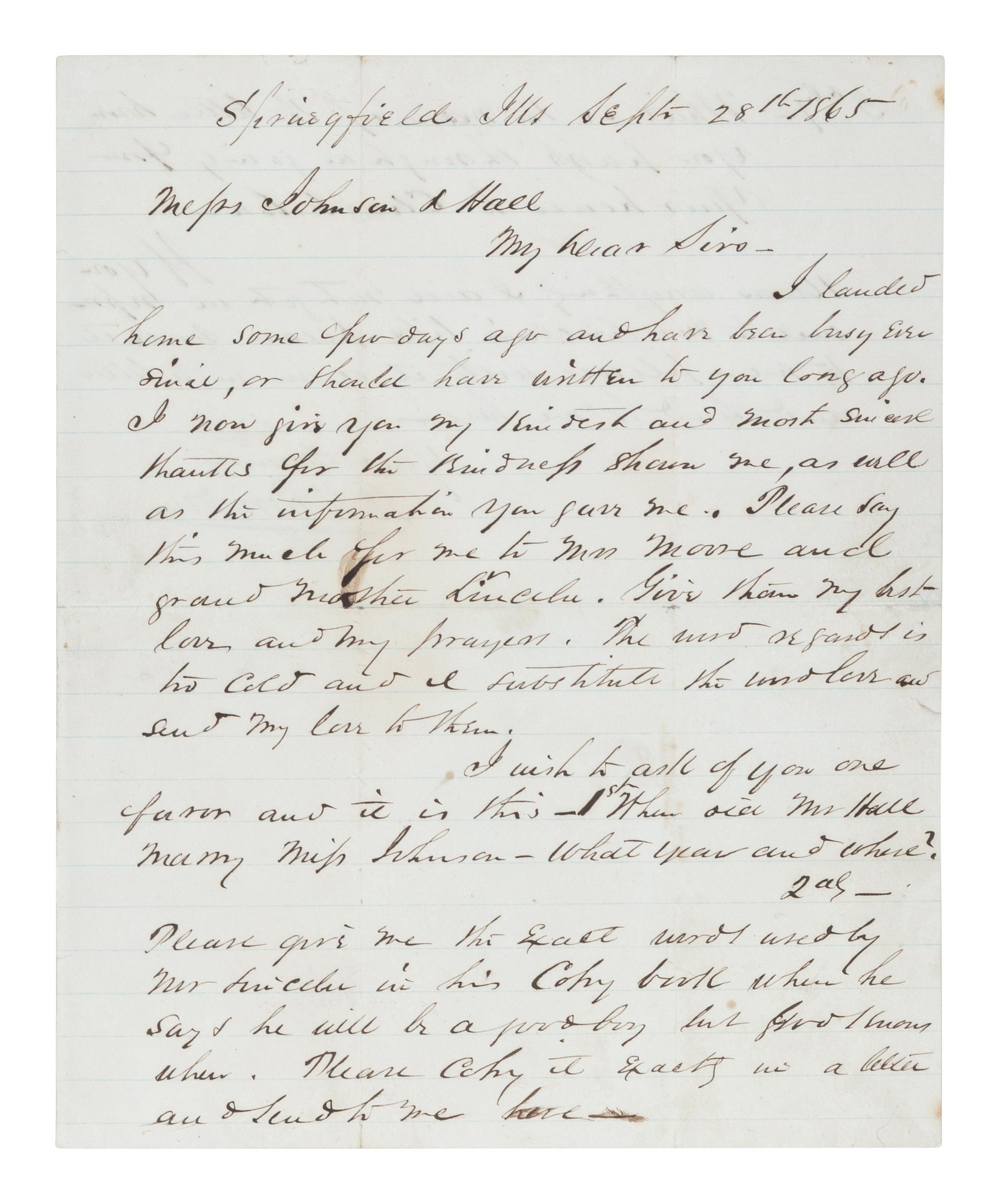 LINCOLN, Abraham (1809-1865). Autograph sum book leaf signed twice ("Abraham Lincoln"). Pigeon Creek, Spencer County, Indiana, ca. 1824.