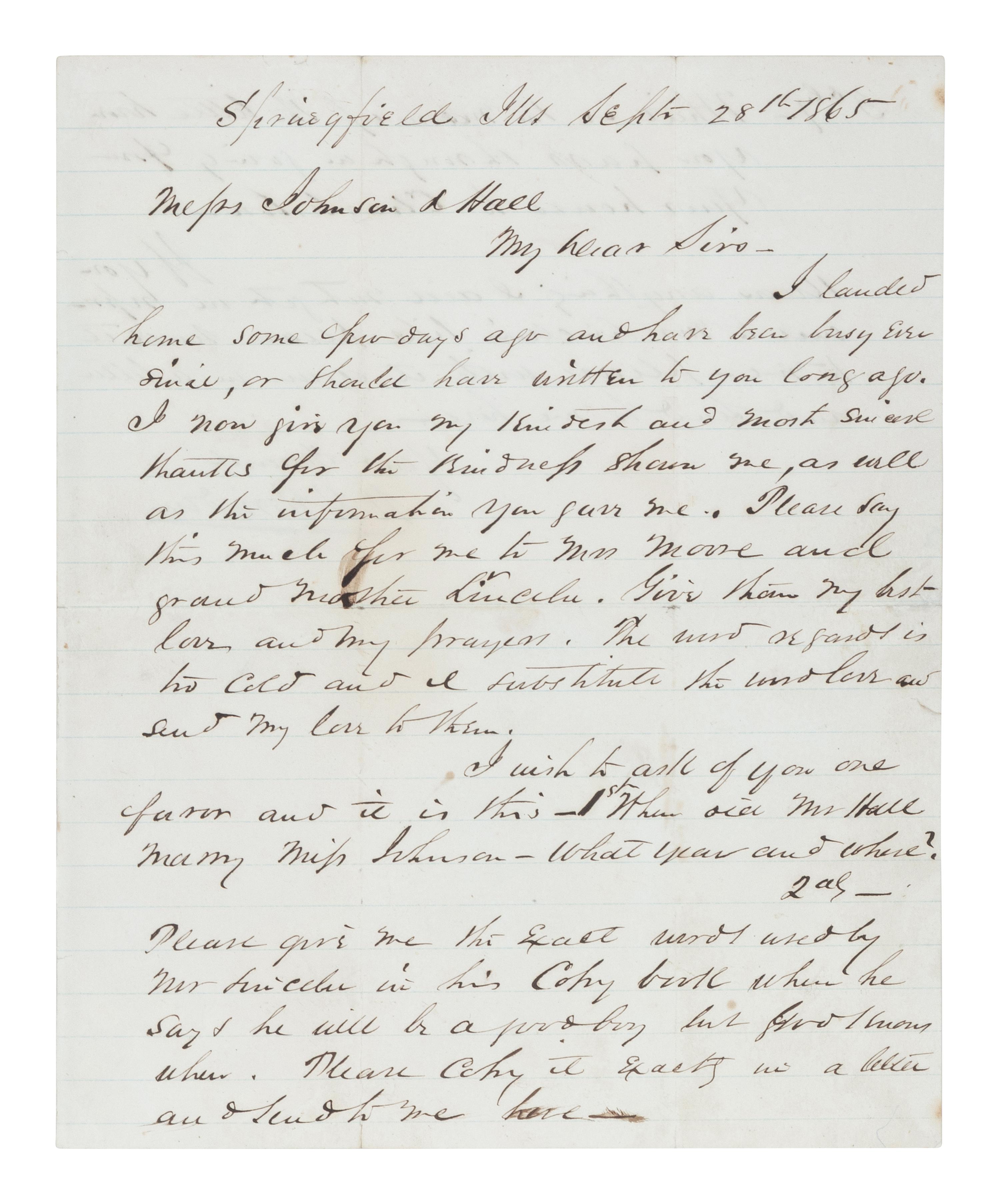 LINCOLN, Abraham (1809-1865). Autograph sum book leaf signed twice ("Abraham Lincoln"). Pigeon Creek, Spencer County, Indiana, ca. 1824.