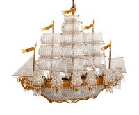 A Louis XVI Style Gilt Bronze and Cut Glass "Ship" Chandelier