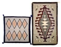 Two Gray Diamond Motif Navajo Rugs
