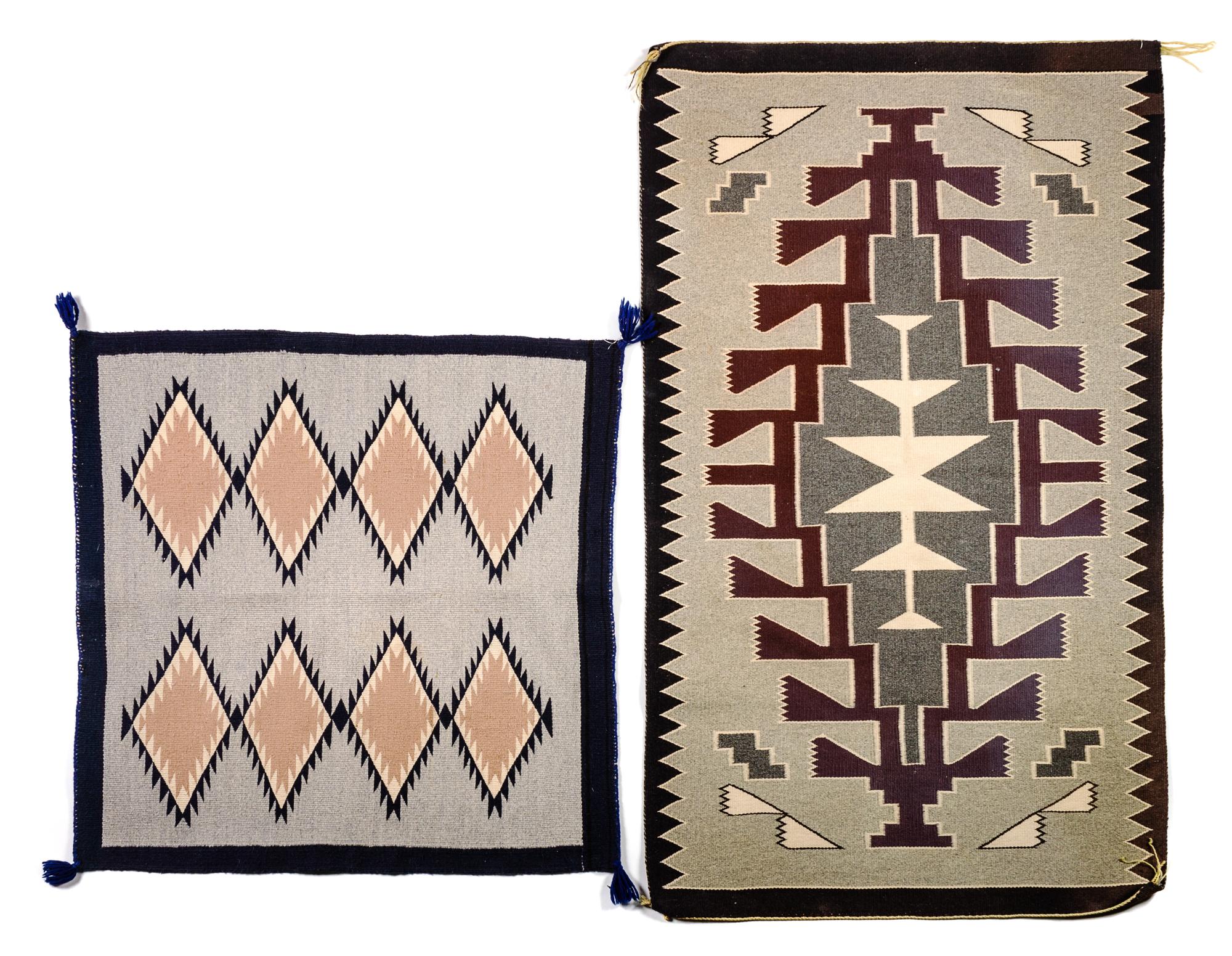 Two Gray Diamond Motif Navajo Rugs