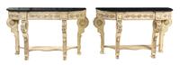 A Pair of Italian Neoclassical Style Painted Console Tables Height 35 1/2 x width 59 1/4 x depth 17 3/4 inches. — AMY HOWARD, 20TH CENTURY