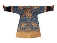 A Blue Ground Embroidered Silk Dragon Robe, Jifu