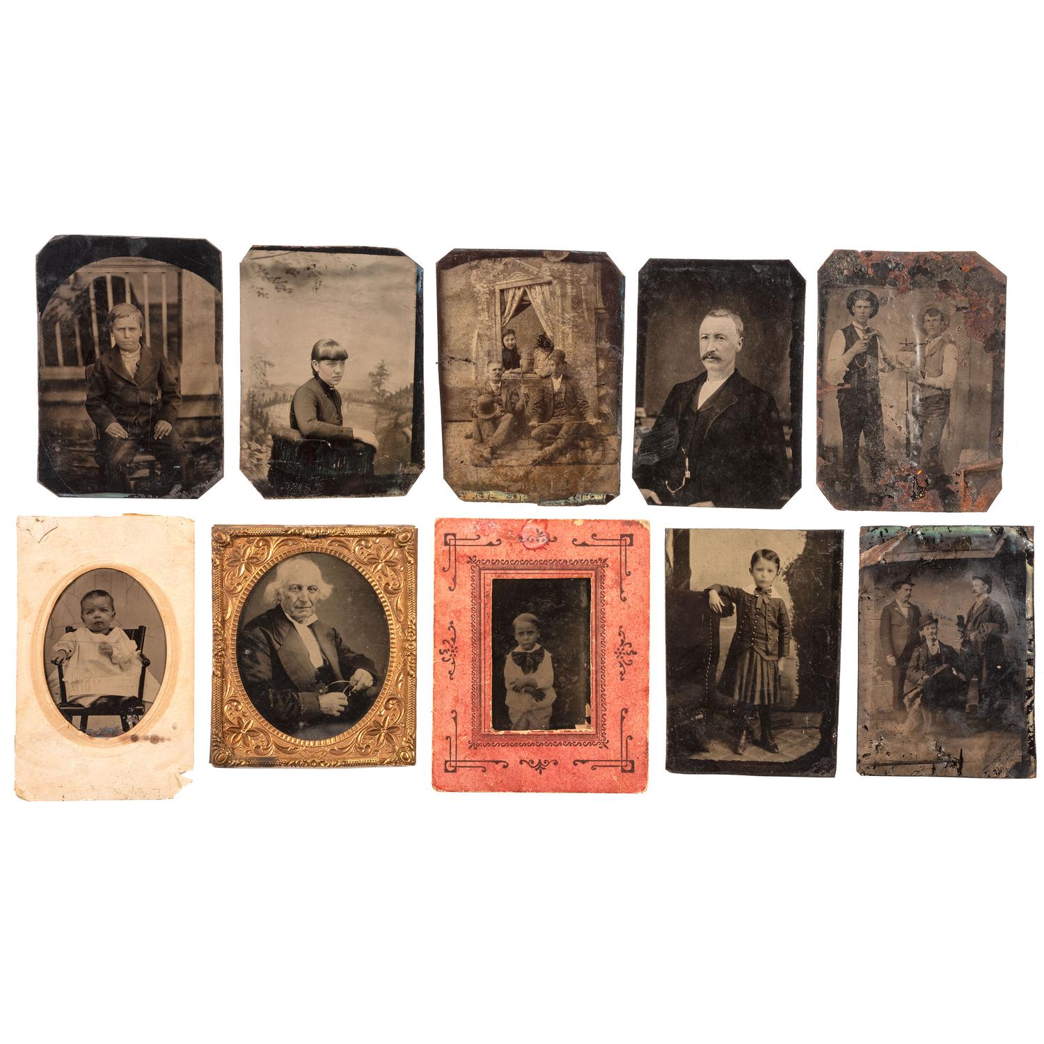 [EARLY PHOTOGRAPHY]. A group of 73 photographs, incl. tintypes, CDVs, and cabinet cards.