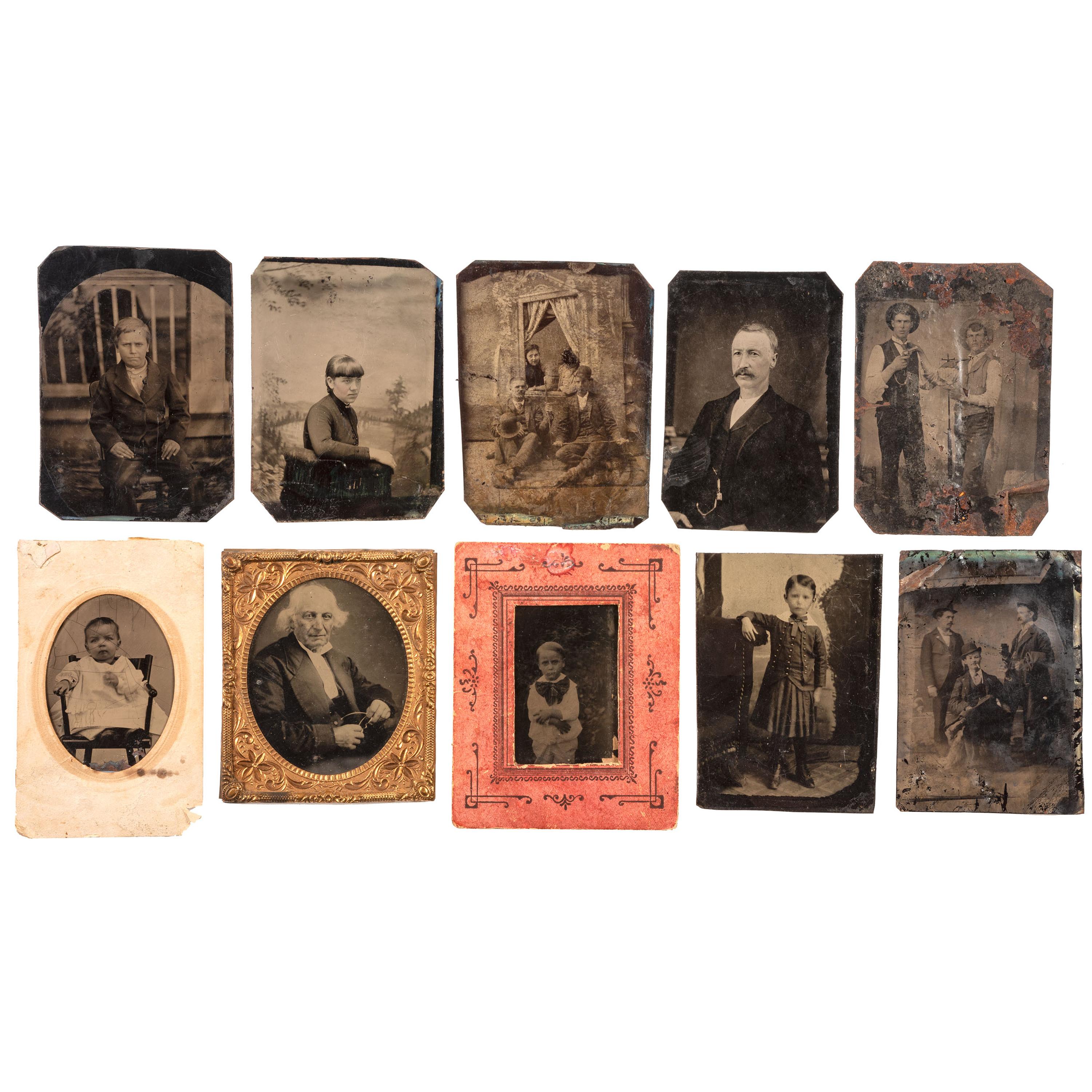 [EARLY PHOTOGRAPHY]. A group of 73 photographs, incl. tintypes, CDVs, and cabinet cards.