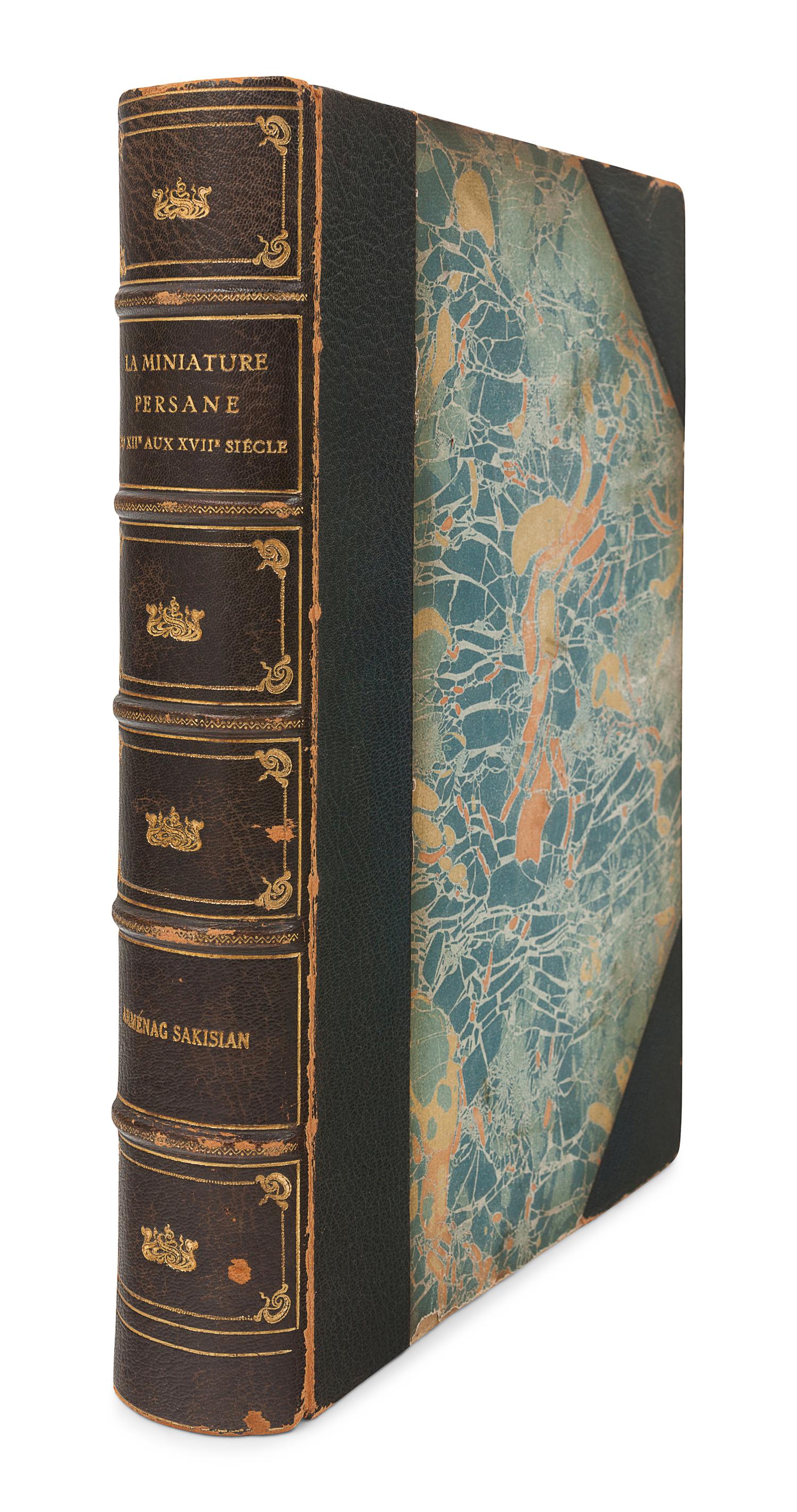 [MIDDLE EASTERN ART]. SAKISIAN, Arménag Bey (1875-1949). La Miniature Persane du XIIe au XVIIe Siècle. Paris and Brussels: Les Editions G. Van Oest, 1929.
