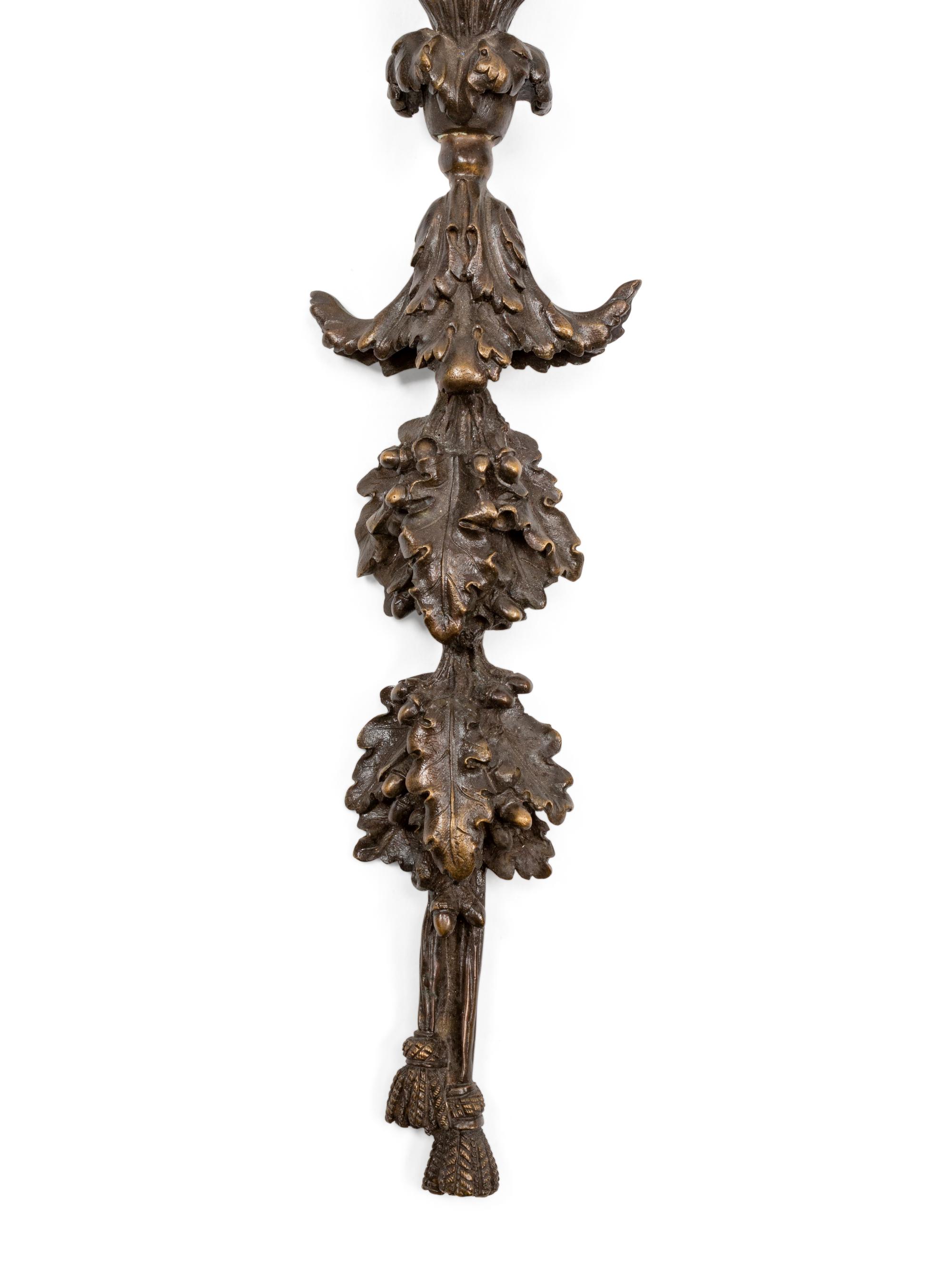 A Pair of Neoclassical Bronze and Cloisonné Five-Light Sconces