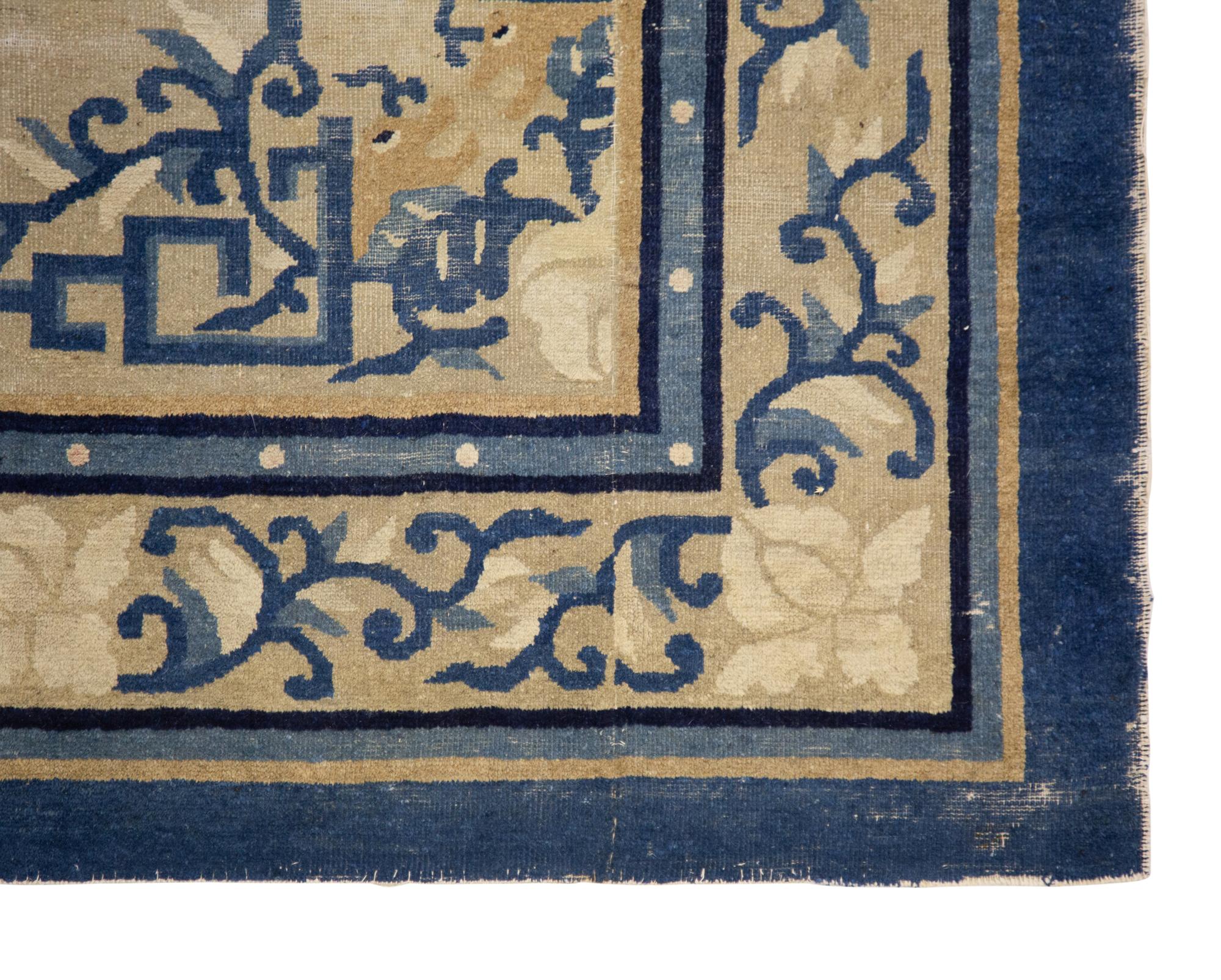 A Chinese Blue and White Nichols Wool Rug