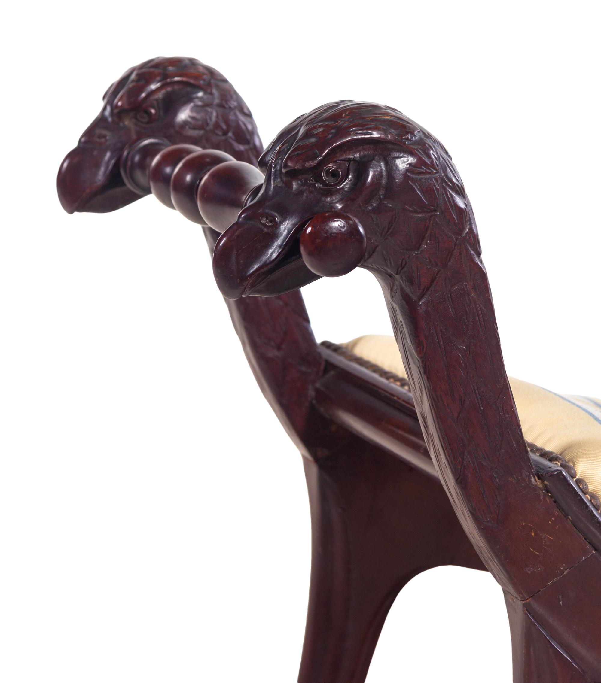 A Georgian Style Carved Mahogany Bench