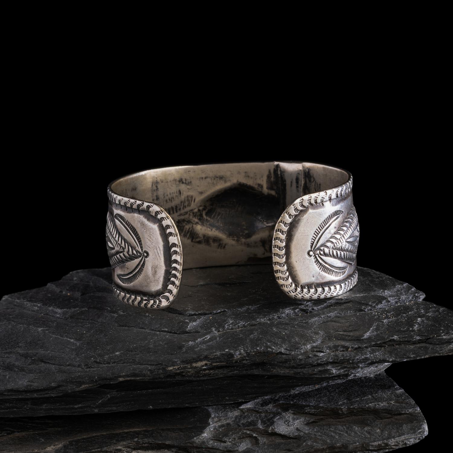 Early Navajo Heavily Stamped Ingot Cuff Bracelet
