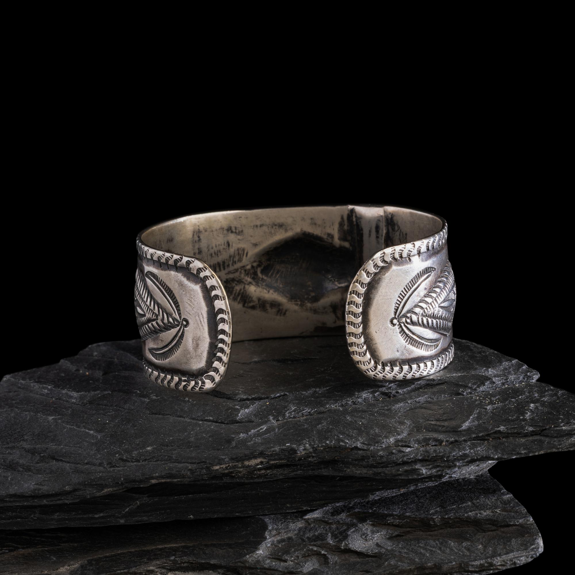 Early Navajo Heavily Stamped Ingot Cuff Bracelet
