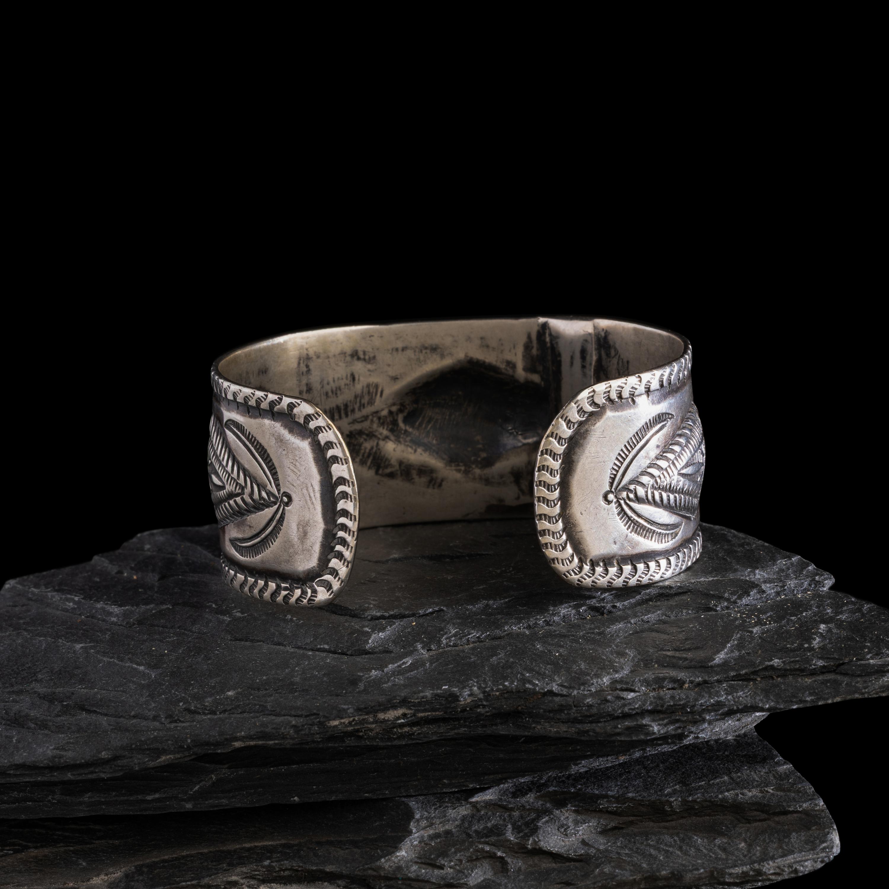 Early Navajo Heavily Stamped Ingot Cuff Bracelet