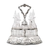 A Large and Impressive Victorian Silver and Cut Glass Cruet Set