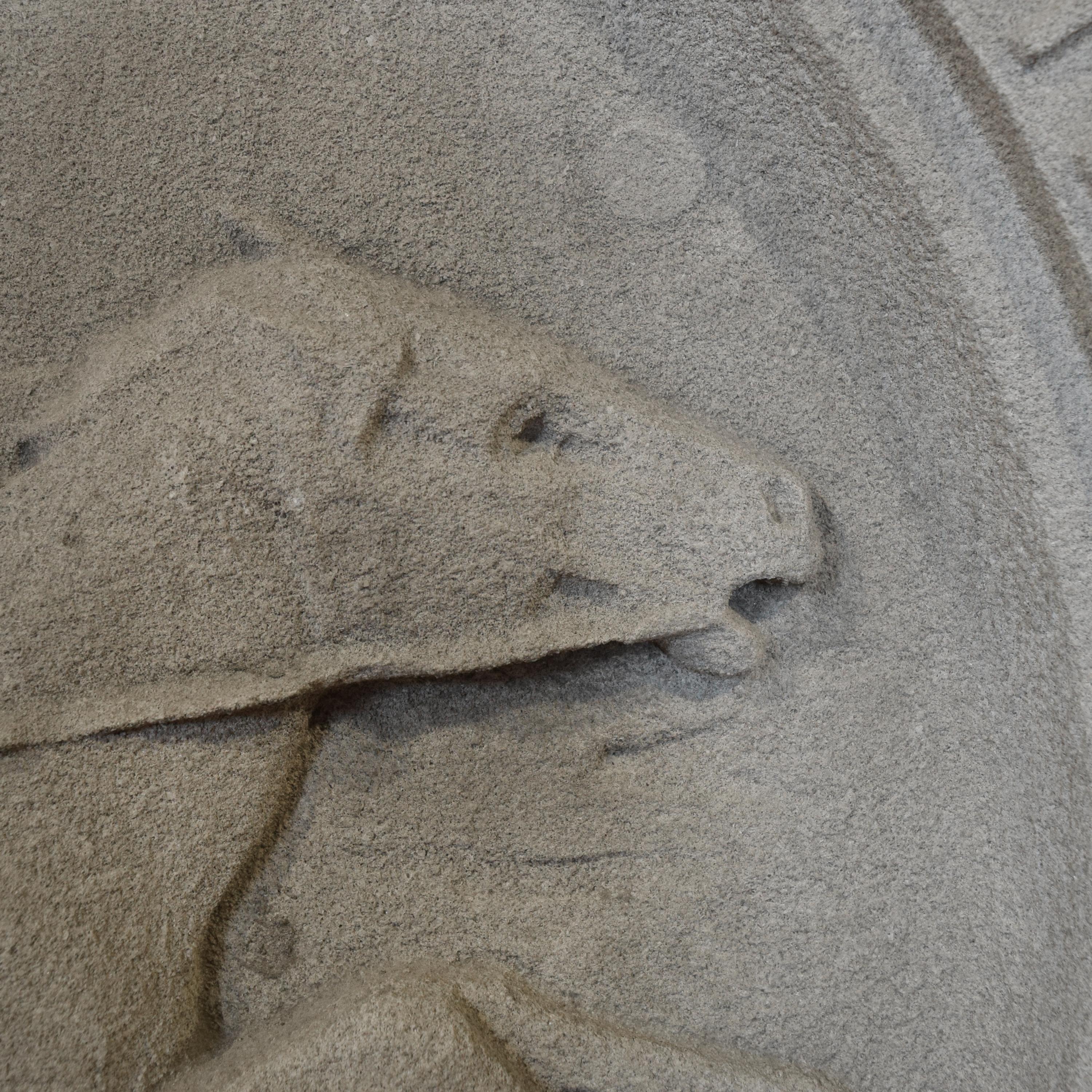 A Carved Limestone Roundel from a Chicago, IL. Post Office Building 37" W x 6" D x 39.5" H — United States, 20th Century