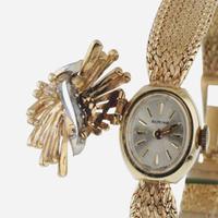 Glycine Concealed Lady's Gold and Diamond Dress Watch Swiss