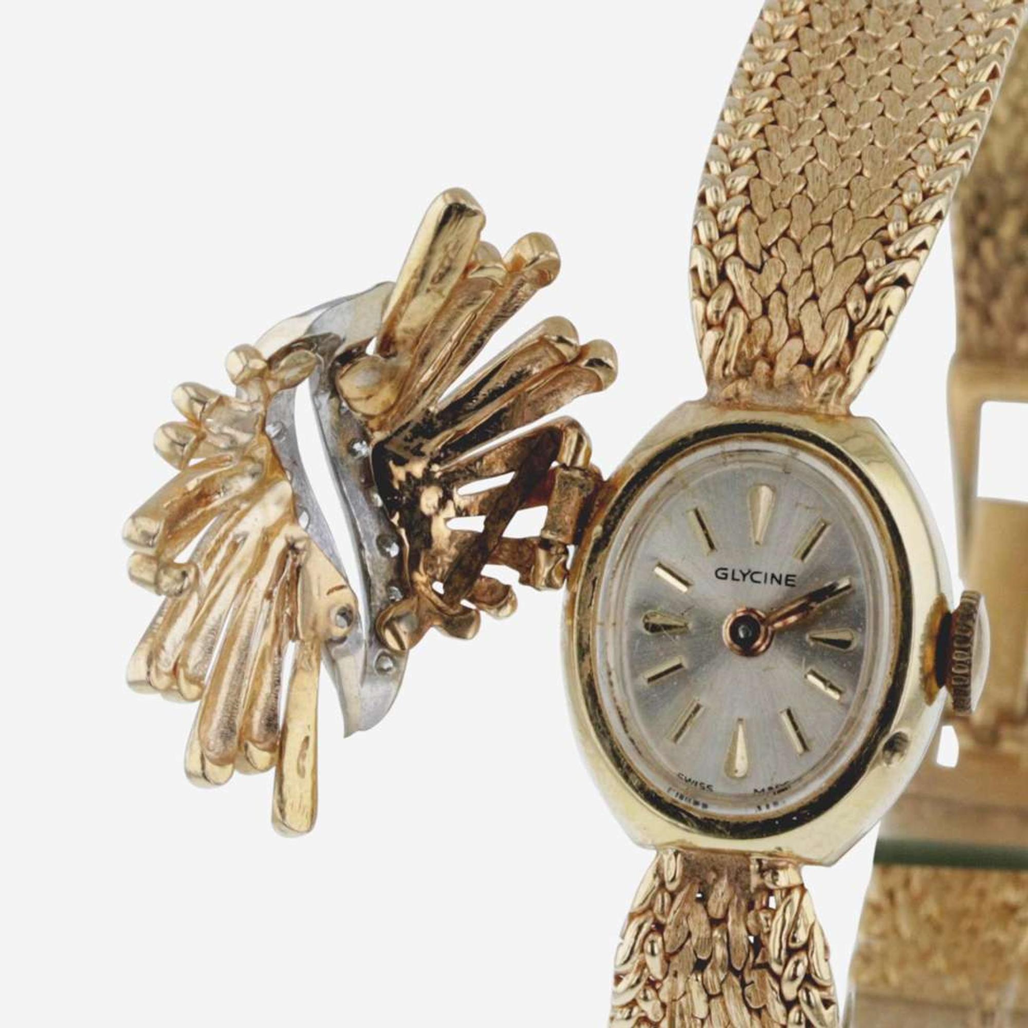 Glycine Concealed Lady's Gold and Diamond Dress Watch Swiss