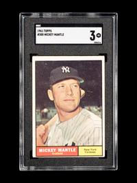 A Group of Three Graded 1961 Topps Mickey Mantle Baseball Cards