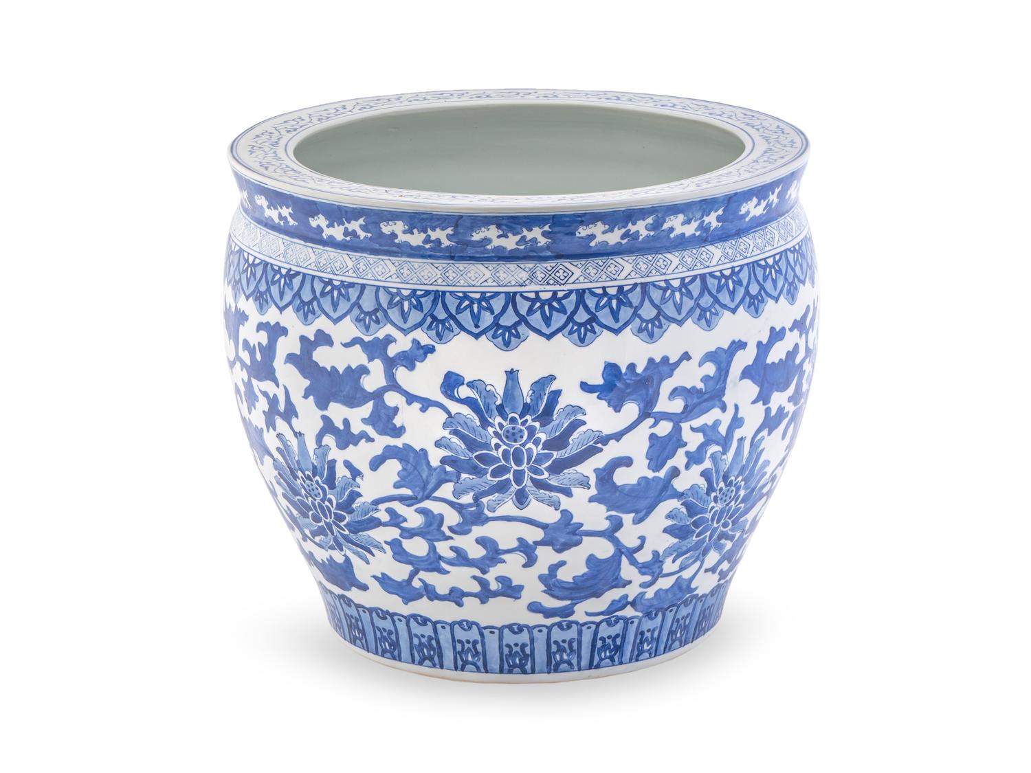 A Chinese Blue and White Porcelain Jardiniere — 20TH CENTURY