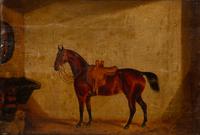 A Saddled Bay Horse in a Stable