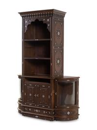 A Syrian Mother-of-Pearl Inlaid and Carved Walnut Bookcase