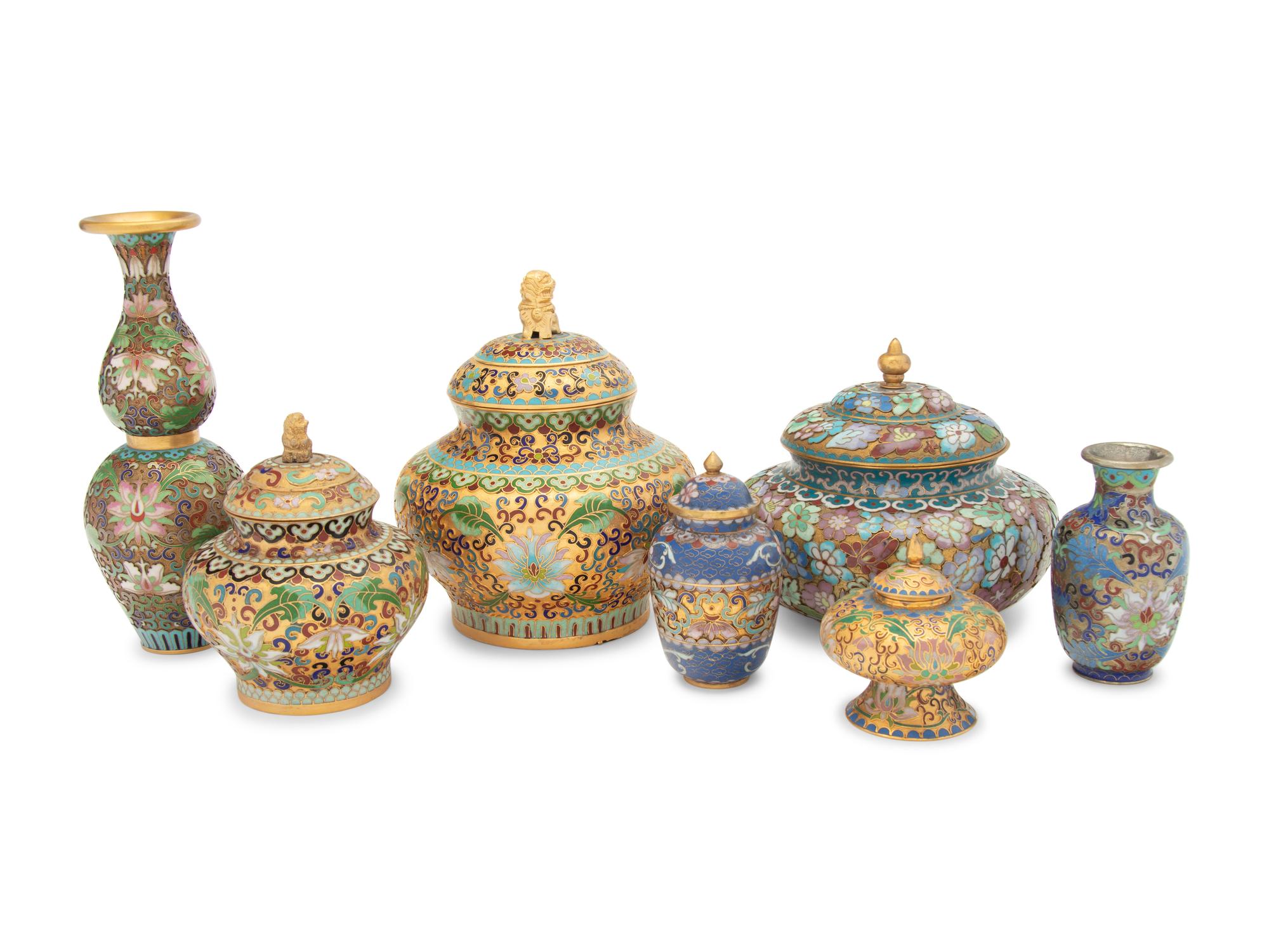 16 Chinese Cloisonné Enamel Vessels