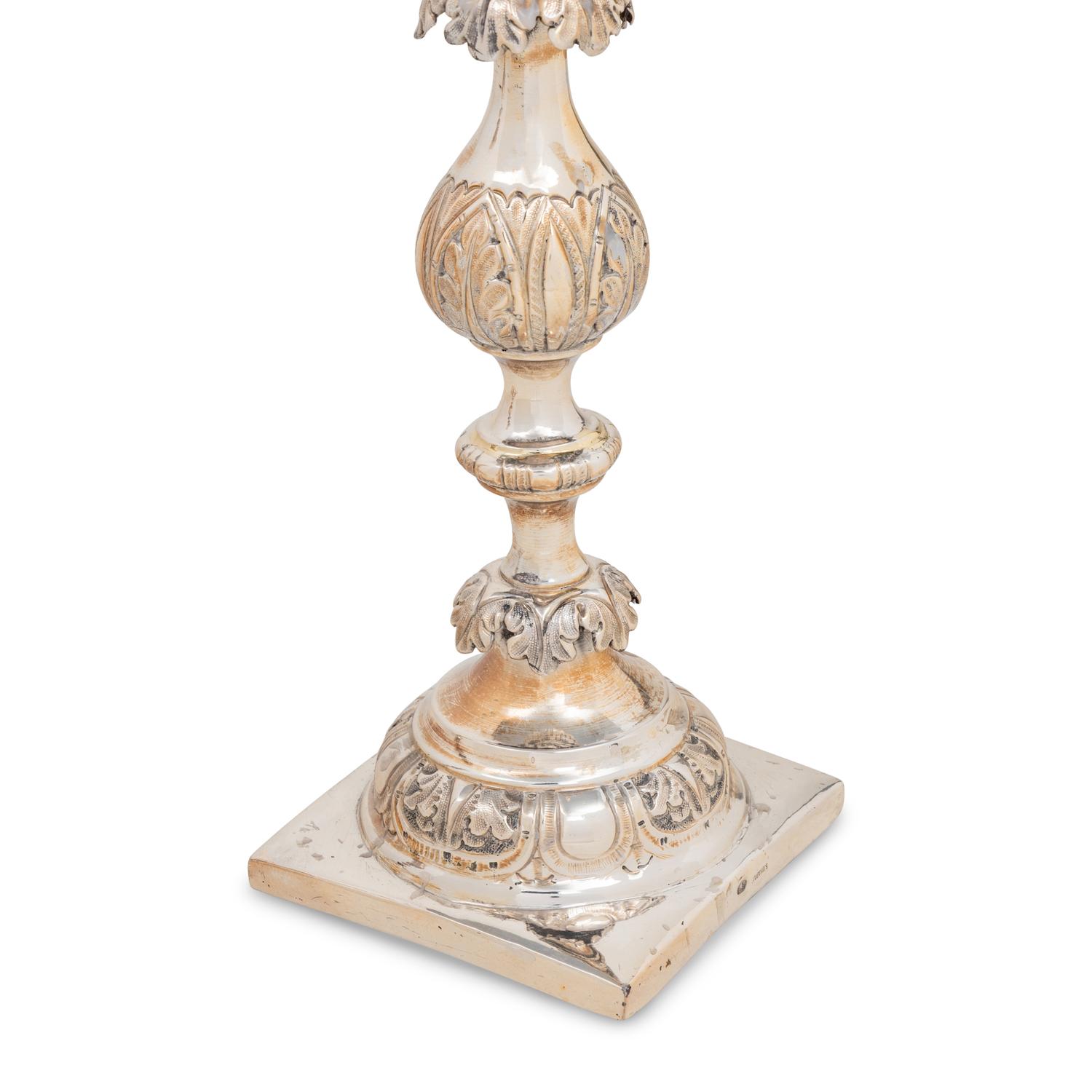 A Pair of Polish Silver Candlesticks
