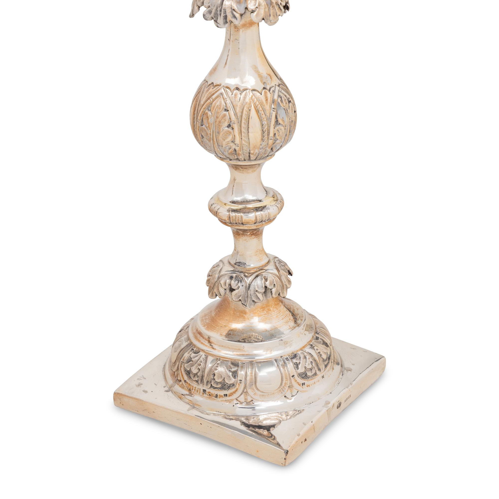 A Pair of Polish Silver Candlesticks