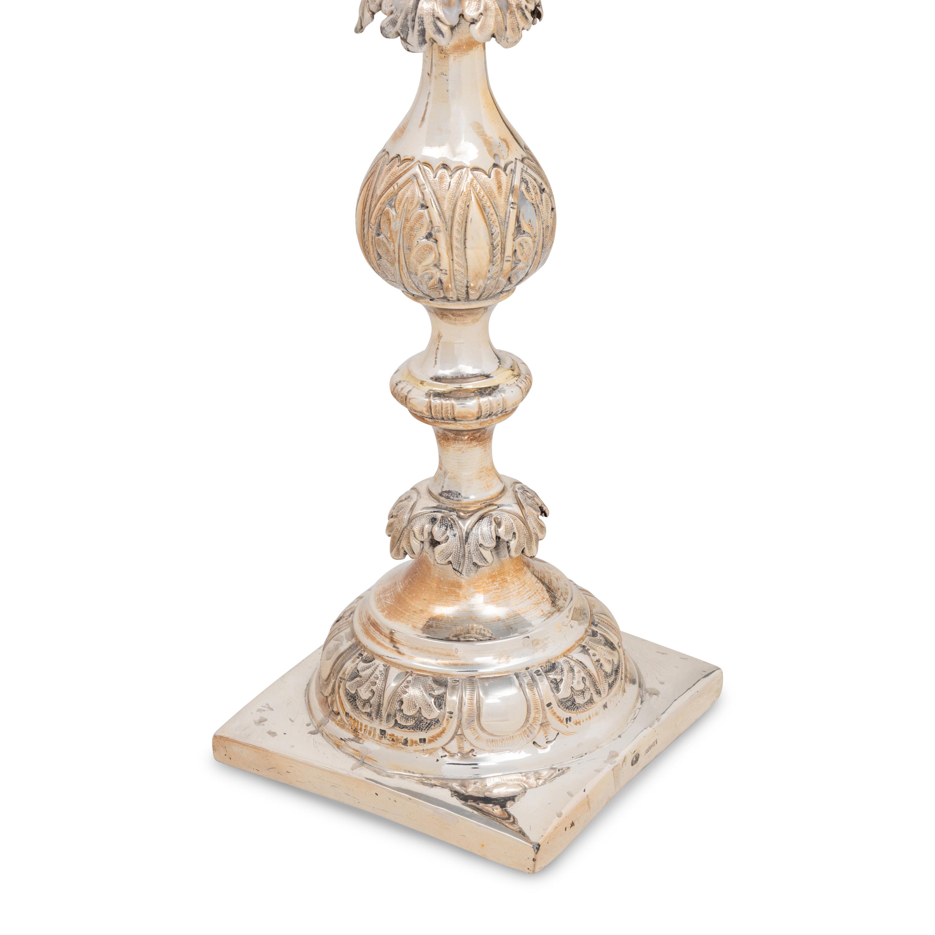 A Pair of Polish Silver Candlesticks