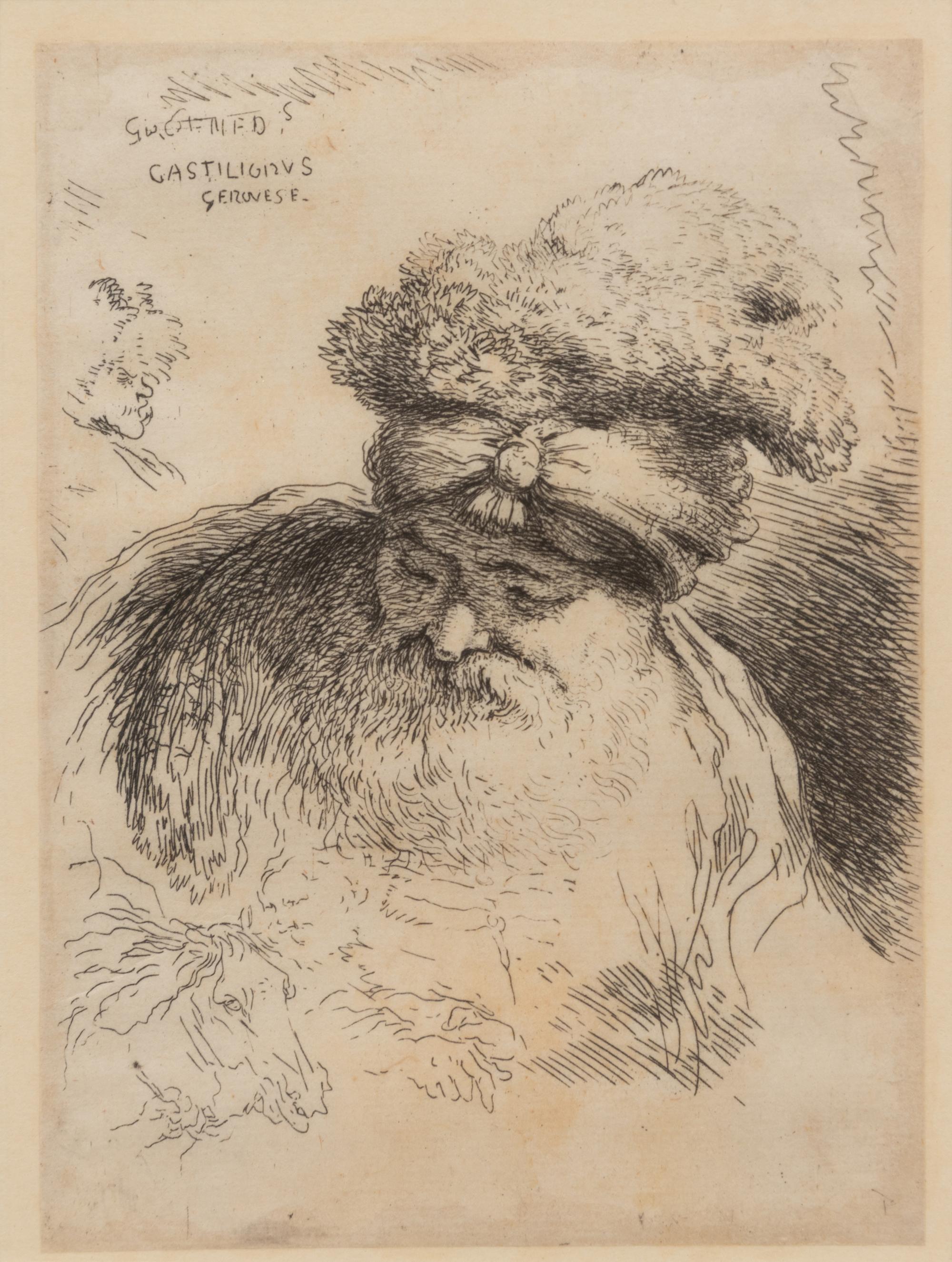 A pair of engraved portraits (by Giovanni Benedetto Castiglione and an unknown artist)