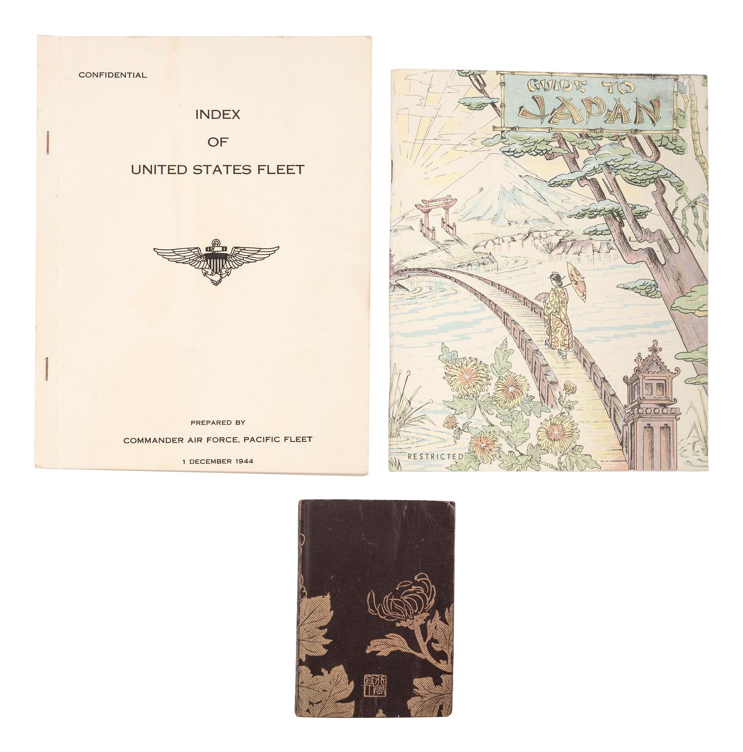 [WORLD WAR II]. Collection of photographs, Japanese maps, and a diary collected by USN Lt. Cmdr. J. John Fox while stationed in the Pacific, including: