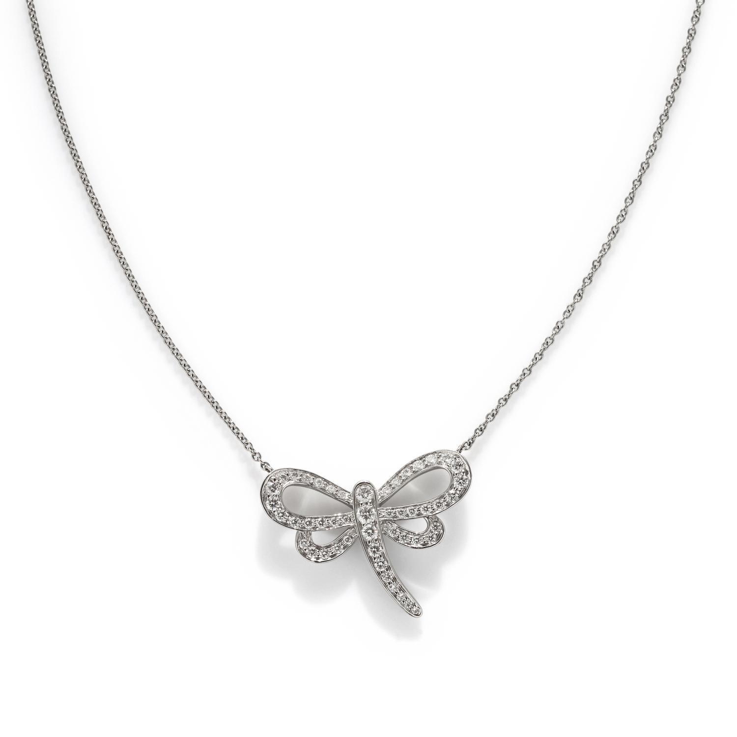 TIFFANY & CO., PLATINUM AND DIAMOND DRAGONFLY NECKLACE