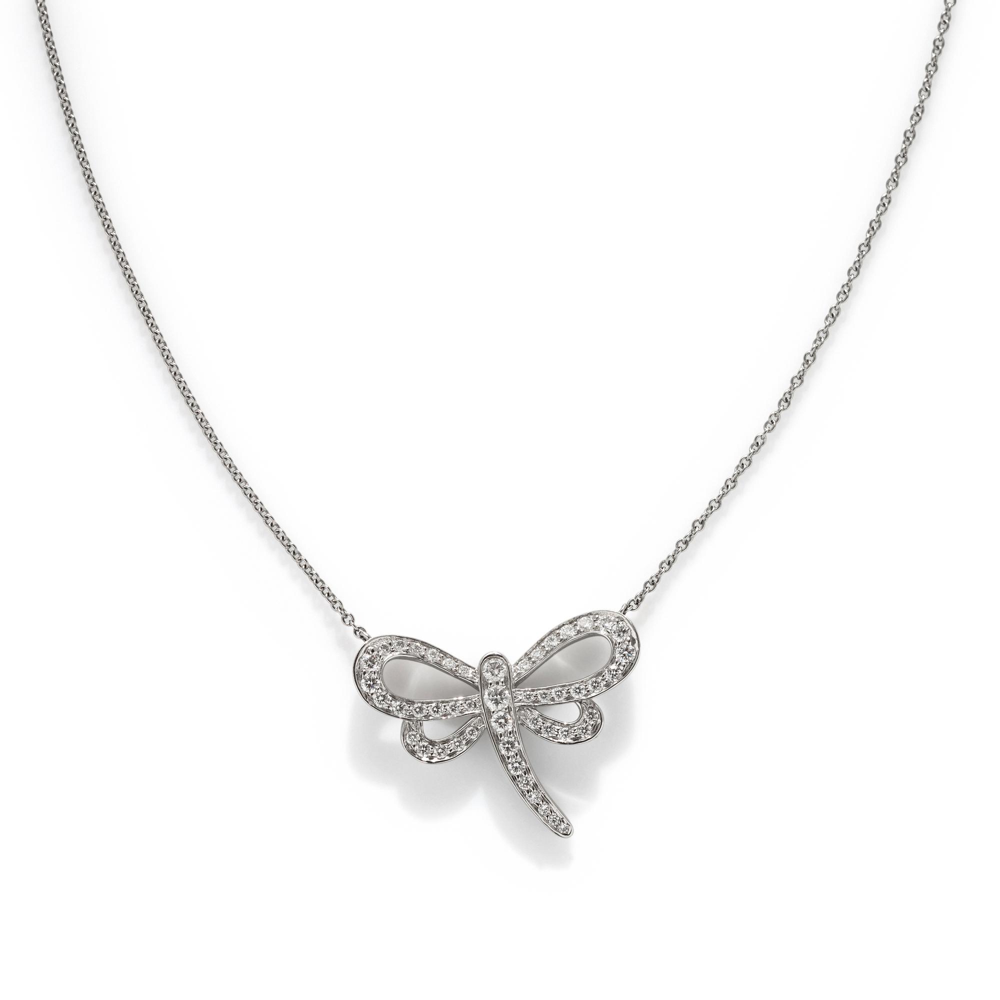 TIFFANY & CO., PLATINUM AND DIAMOND DRAGONFLY NECKLACE