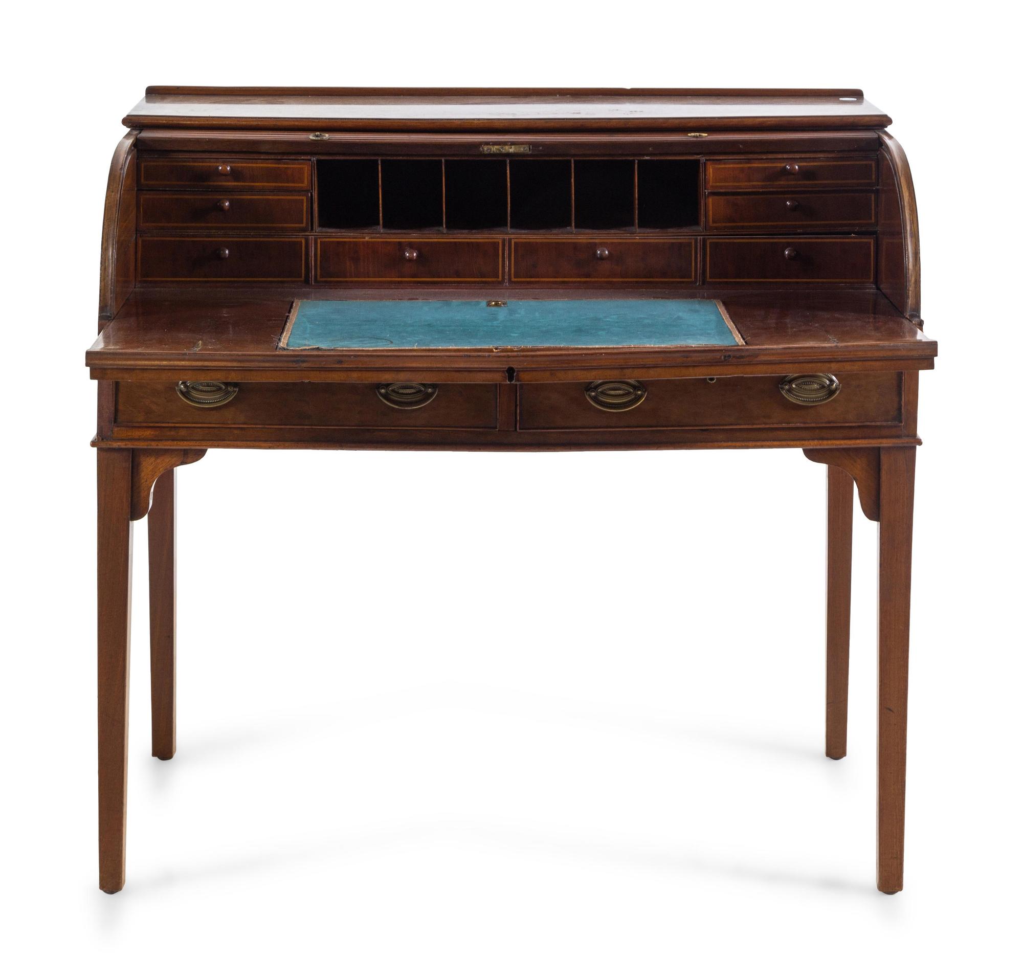 A George III Mahogany Roll-Top Desk