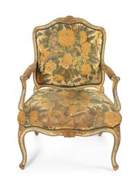 A Pair of Louis XV Style Painted Fauteuils