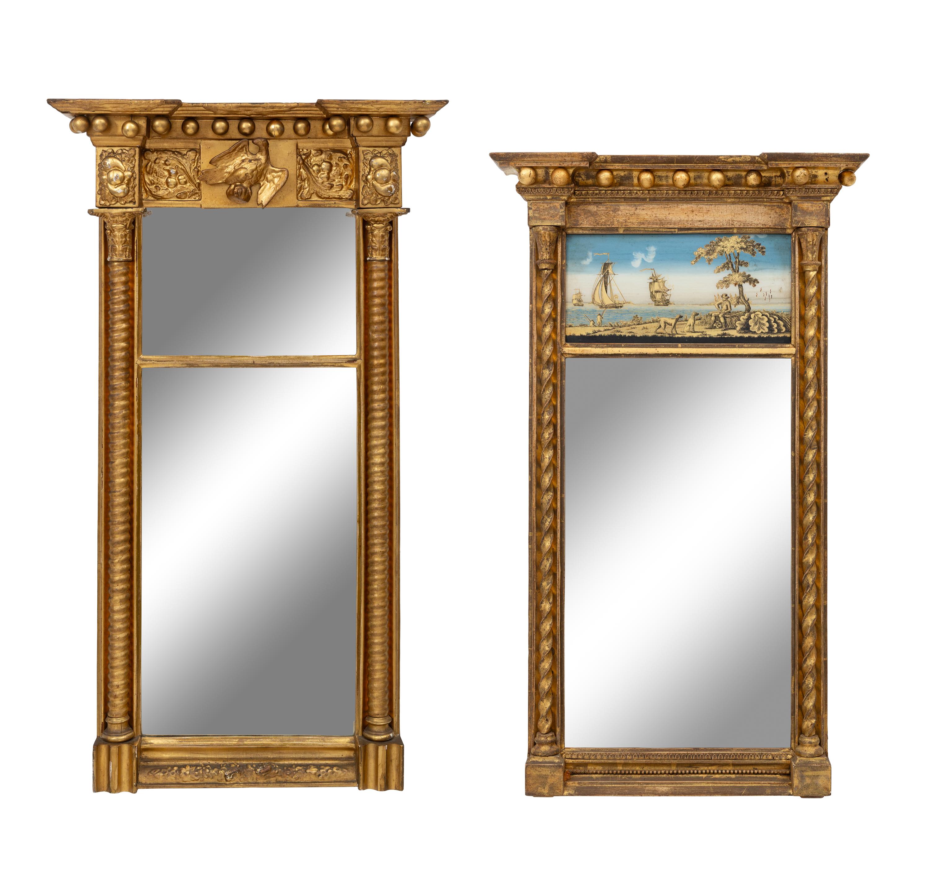Two Federal Giltwood and Eglomise Pier Glasses