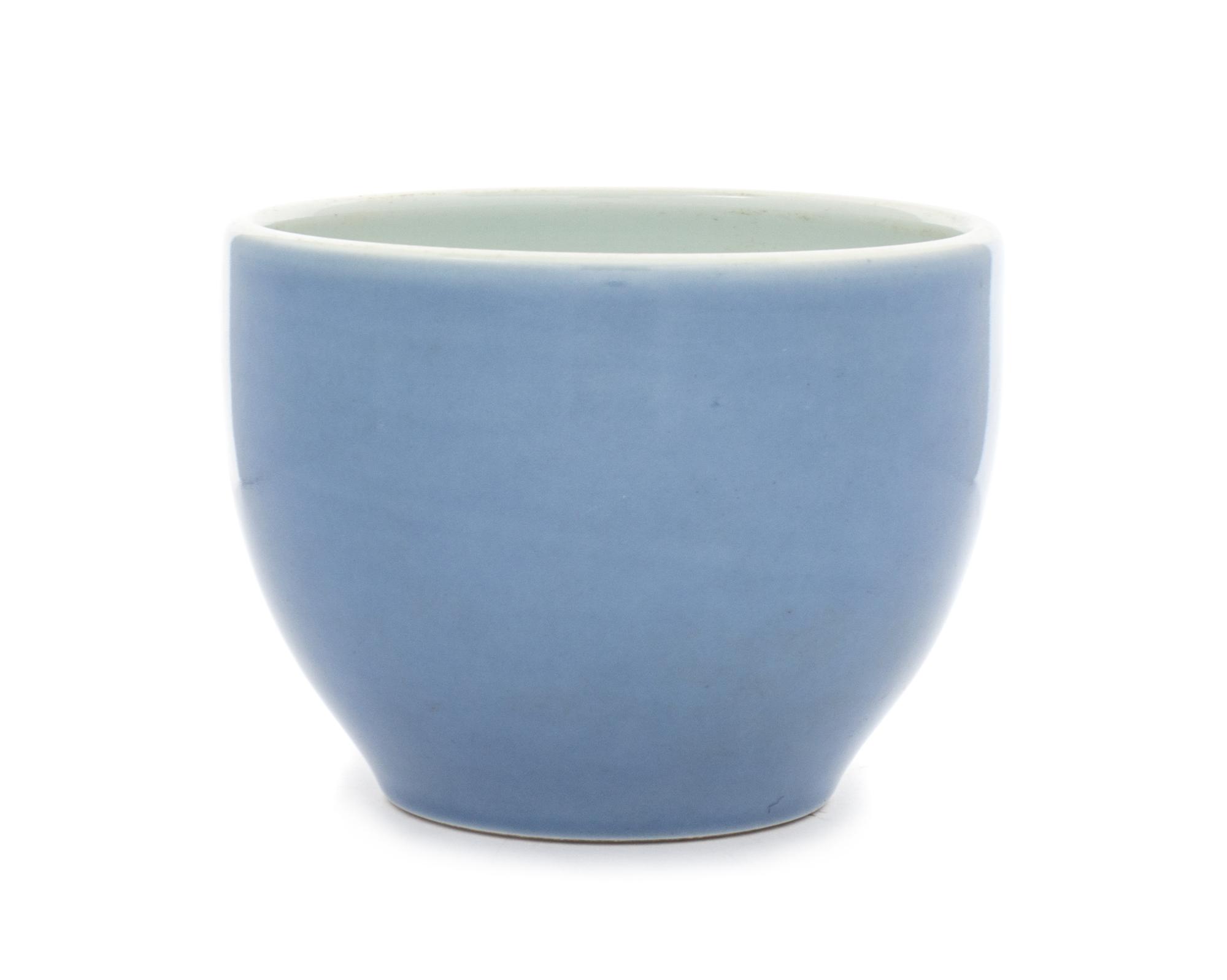 A Clair-de-Lune Glazed Porcelain Pot Height 4 5/8 x diameter 6 1/8 inches.