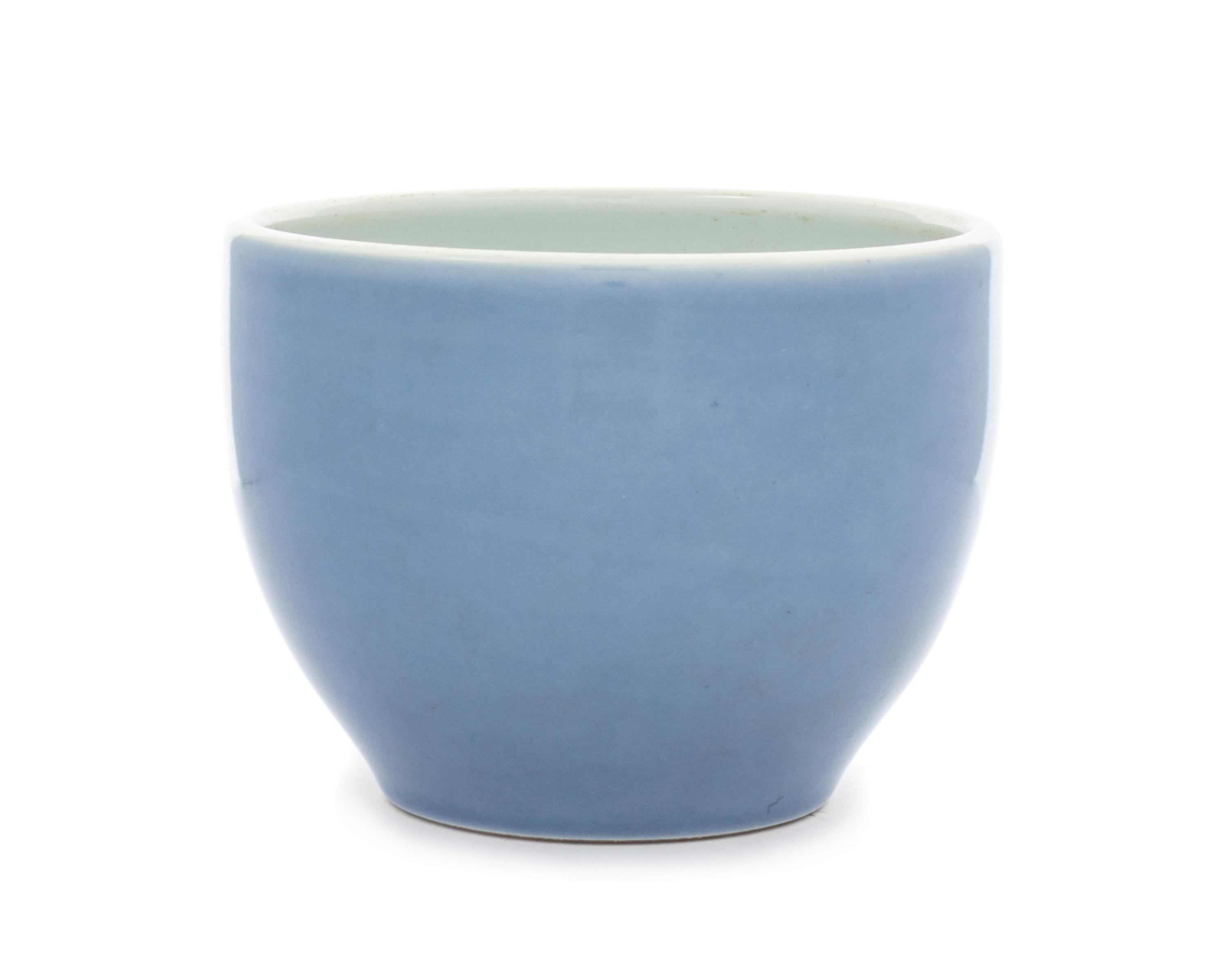 A Clair-de-Lune Glazed Porcelain Pot Height 4 5/8 x diameter 6 1/8 inches.