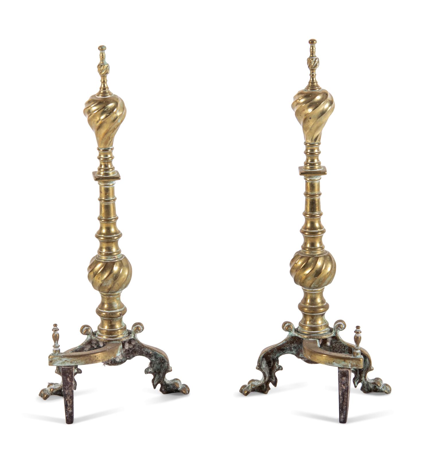 A Baroque Revival Brass Fireplace Suite