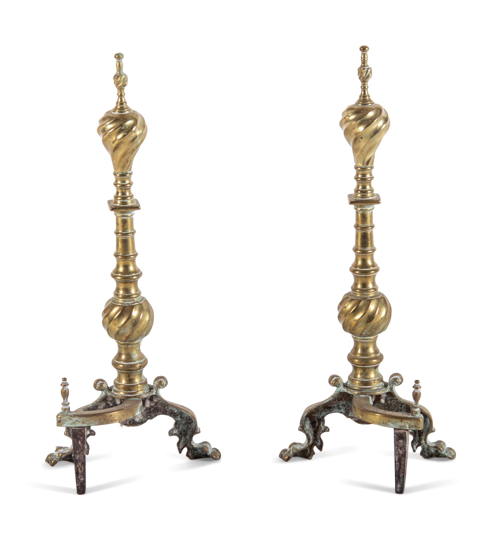A Baroque Revival Brass Fireplace Suite