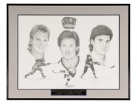 A Large Group of Hockey Hall of Fame Signed Artworks Including Wayne Gretzky and Mario Lemieux