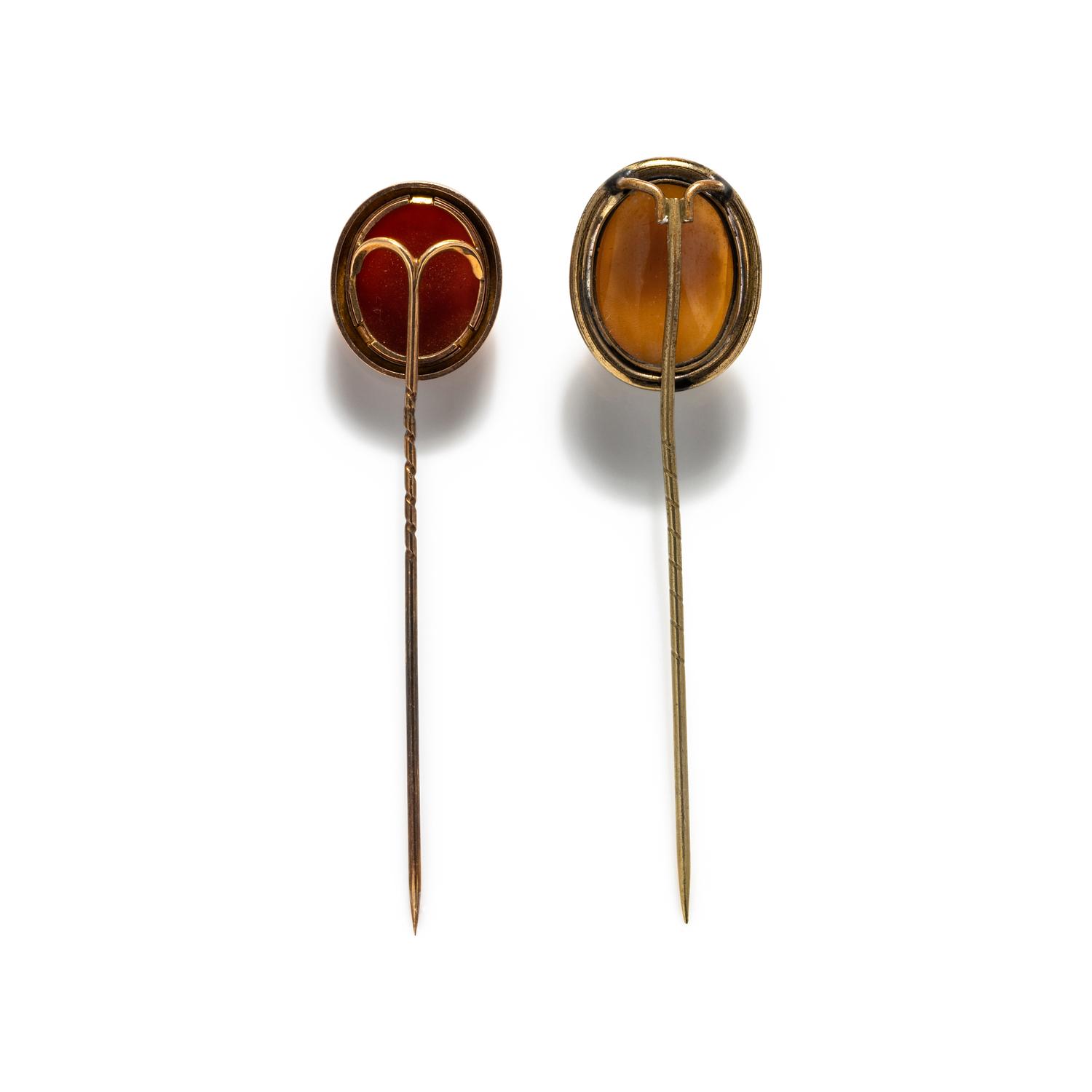 ANTIQUE, PAIR OF CAMEO STICK PINS